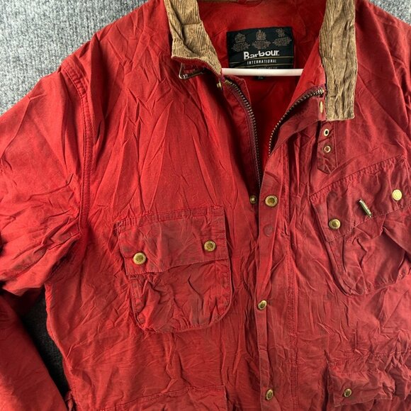 Barbour International Gauging Waxed Canvas Jacket Red Size XL Women Full Zip - Picture 2 of 16